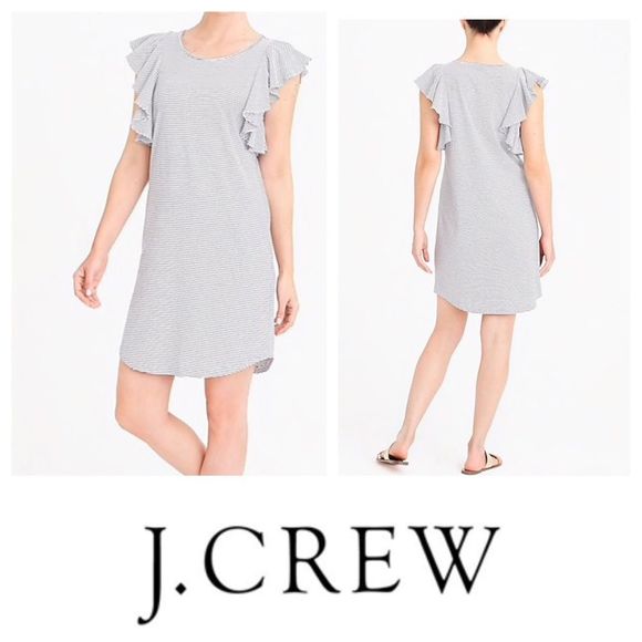 J. Crew Striped Ruffle Dress - Picture 1 of 3